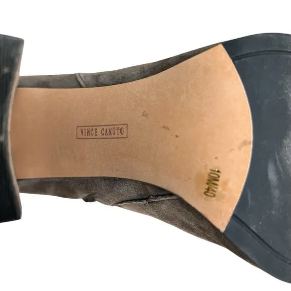 Vince Camuto Gray Suede Leather Boots Womens 10 Witchy Granny Goth Victorian SEE