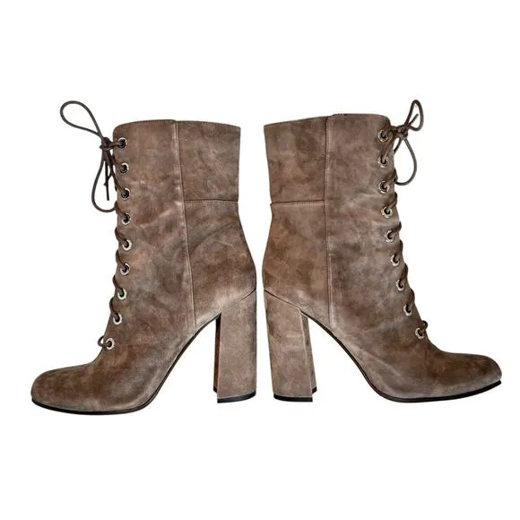 Vince Camuto Gray Suede Leather Boots Womens 10 Witchy Granny Goth Victorian SEE