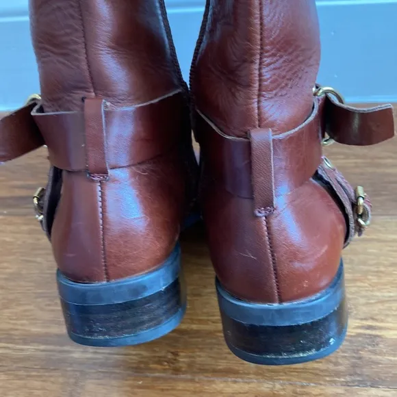 Vince Camuto Leather Zip Buckle Knee High Fashion Boots Size 6.5
