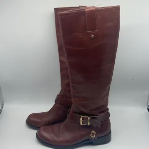 Vince Camuto Leather Zip Buckle Knee High Fashion Boots Size 6.5
