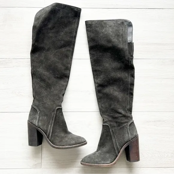 Vince Camuto Melaya Gray Suede OTK Over The Knee Boots Size 7