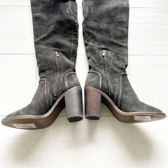 Vince Camuto Melaya Gray Suede OTK Over The Knee Boots Size 7