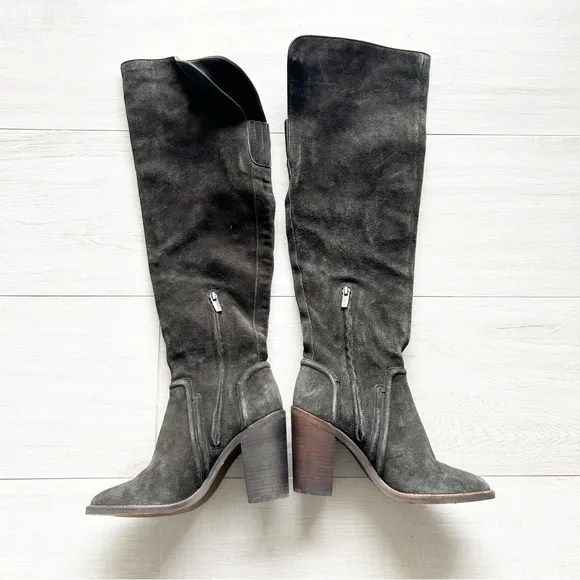 Vince Camuto Melaya Gray Suede OTK Over The Knee Boots Size 7
