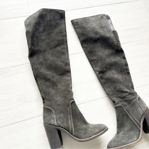 Vince Camuto Melaya Gray Suede OTK Over The Knee Boots Size 7