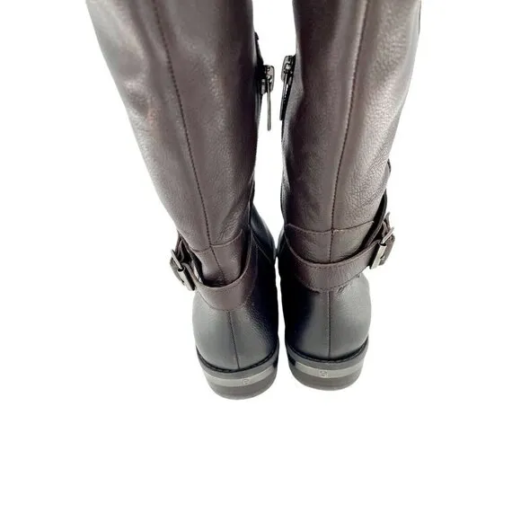 Vince Camuto Poppidal Boots Studded Brown Leather Tall Riding Boot SZ 6 New