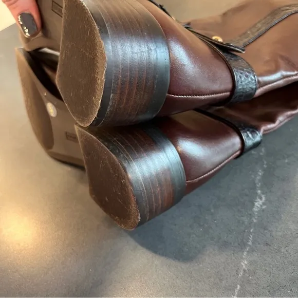 Vince Camuto sz 7.5 Ina2 brown and black leather knee high riding boots