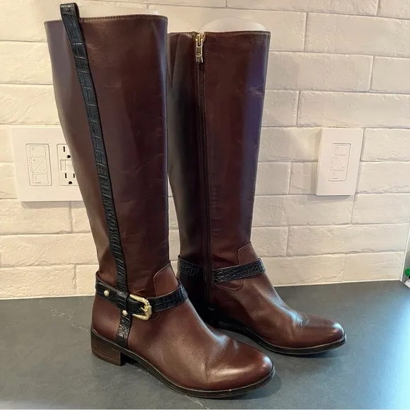 Vince Camuto sz 7.5 Ina2 brown and black leather knee high riding boots