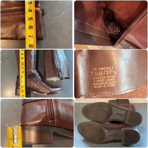 Vince Camuto sz 7.5 Ina2 brown and black leather knee high riding boots