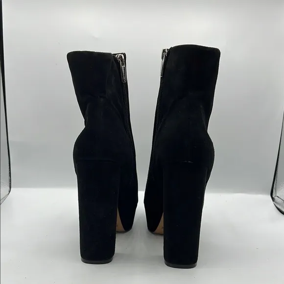 Vince Camuto Sz 9 Leslieon Square Toe Platform Black Suede Chunky Block Heel