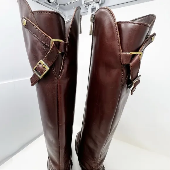 Vince Camuto Tall Riding Boots Kadia Brown Size 7.5 women’s side zip leather