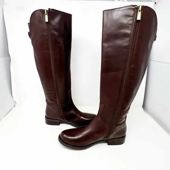 Vince Camuto Tall Riding Boots Kadia Brown Size 7.5 women’s side zip leather