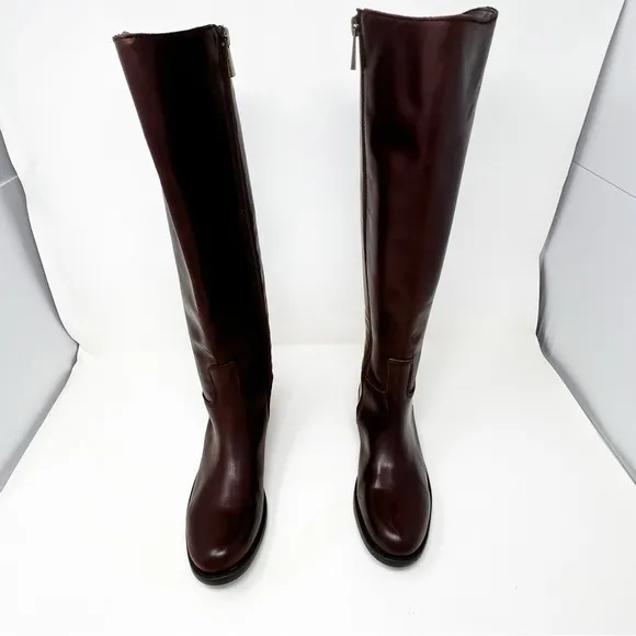 Vince Camuto Tall Riding Boots Kadia Brown Size 7.5 women’s side zip leather