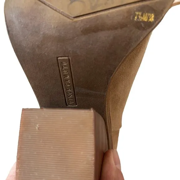 Vince Camuto Tan Suede Block Heeled Boots Size 7.5