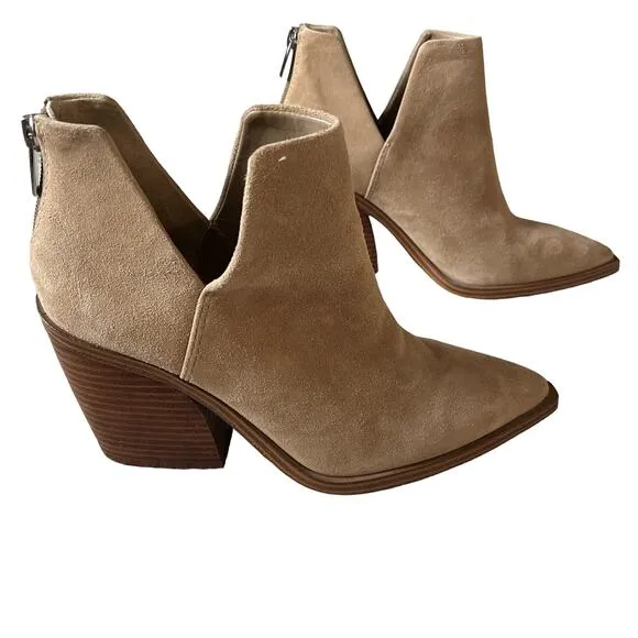 Vince Camuto Tan Suede Block Heeled Boots Size 7.5