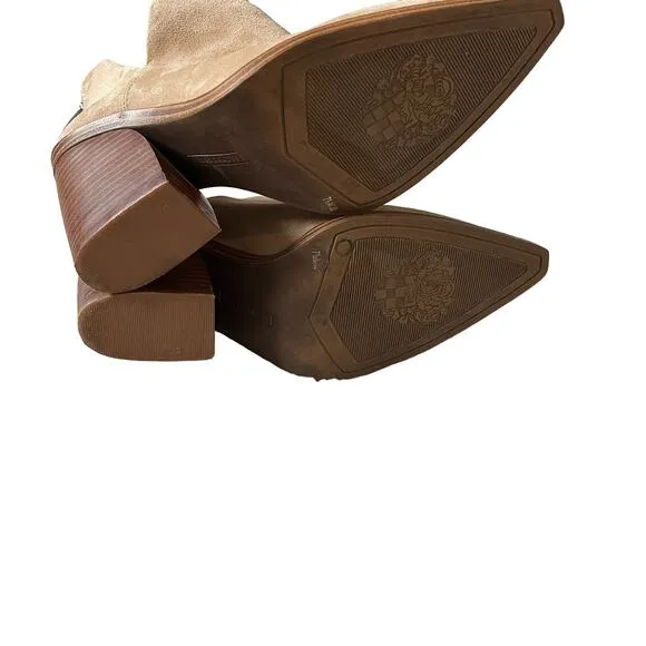 Vince Camuto Tan Suede Block Heeled Boots Size 7.5