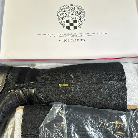 Vince Camuto Women's Gini Knee High Black Leather Boot- Size 9M