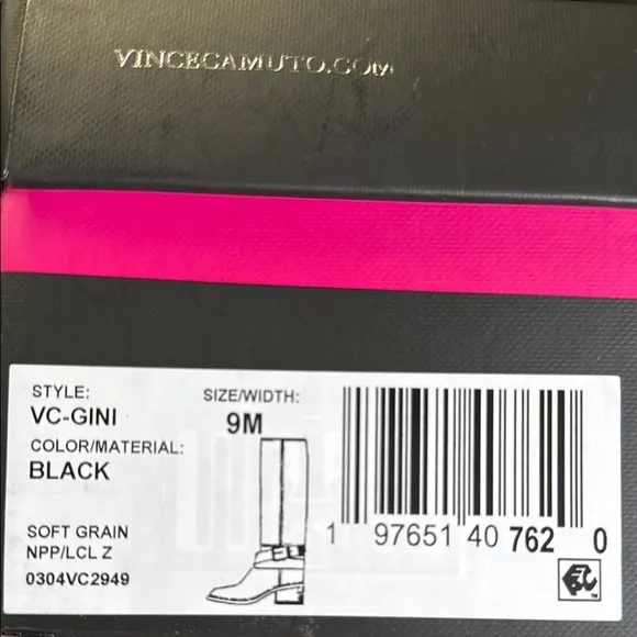 Vince Camuto Women's Gini Knee High Black Leather Boot- Size 9M