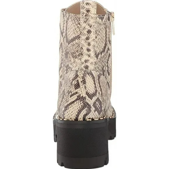 Vince Camuto Women's Mecale Natural Snake Chunky Heel Combat Booties, Size 6M