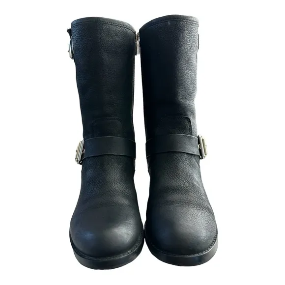 Vince Camuto Women's Windy Motorcycle Leather Boots Size 7M Black