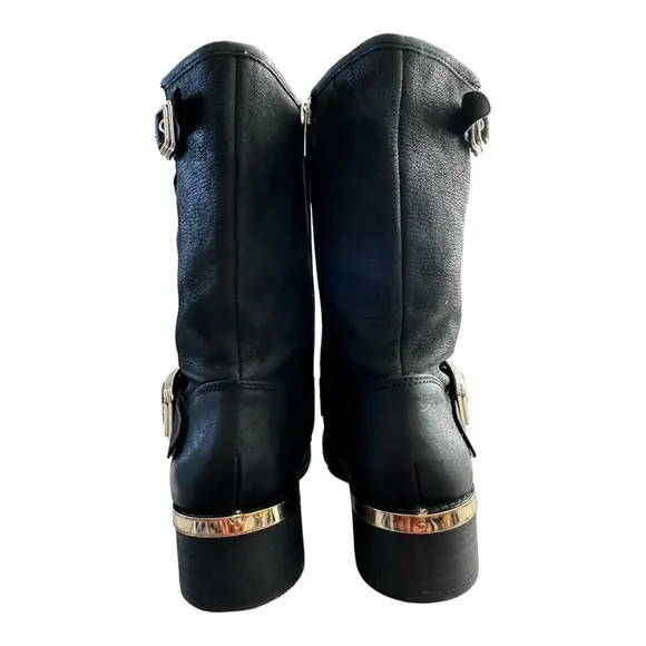 Vince Camuto Women's Windy Motorcycle Leather Boots Size 7M Black