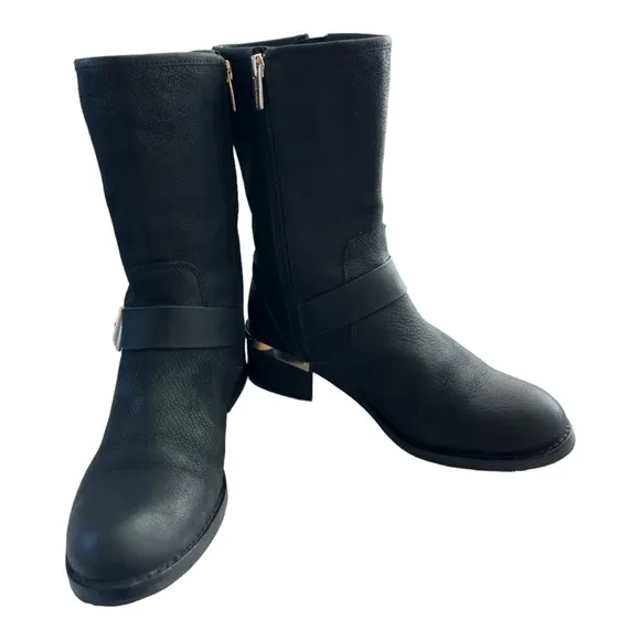 Vince Camuto Women's Windy Motorcycle Leather Boots Size 7M Black