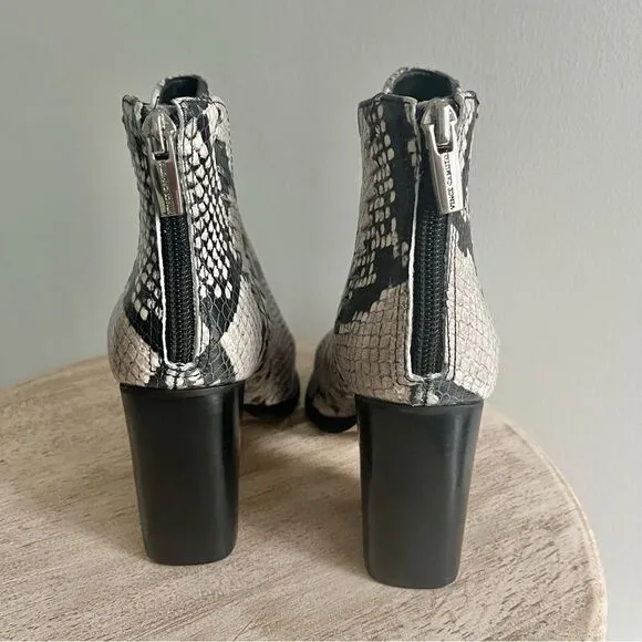 Vince Camuto Gigietta Snake Ankle Boots Black and White Sz 6.5 NWOB