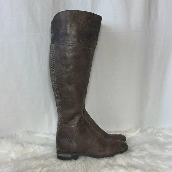 Vince Camuto Pedra Grey Leather Over The Knee Riding Boots Sz 9