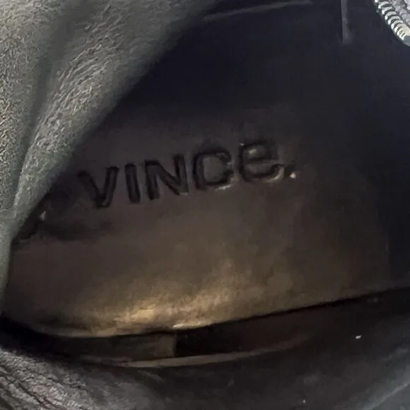Vince Reid Extralight Black Leather Ankle Buckled Moto Boots Size 6 M