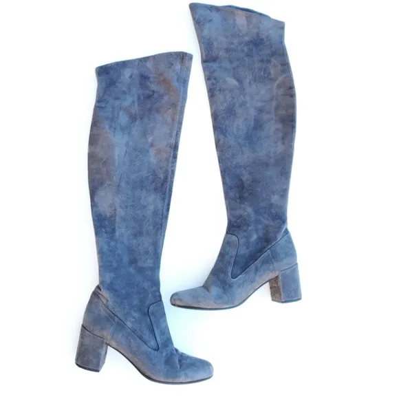 VINCE Suede Gray Over Knee Boots