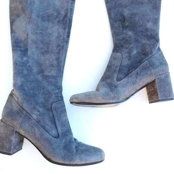 VINCE Suede Gray Over Knee Boots