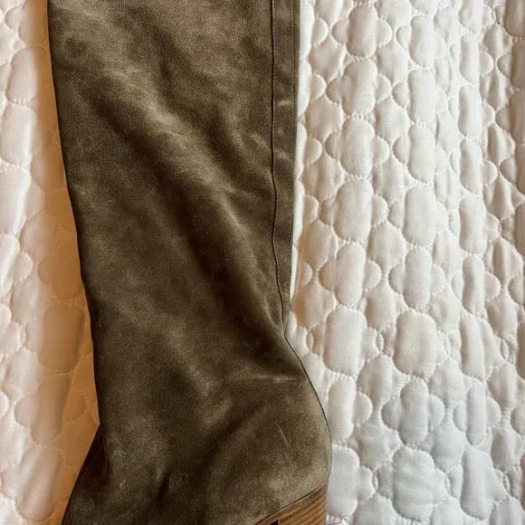 Vince Tall boots Womens 8.5 Suede Leather Gray Brown Heeled Flint Casper