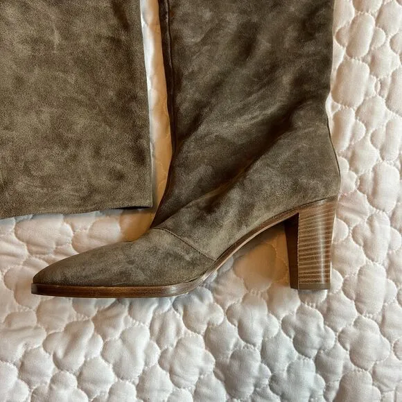 Vince Tall boots Womens 8.5 Suede Leather Gray Brown Heeled Flint Casper