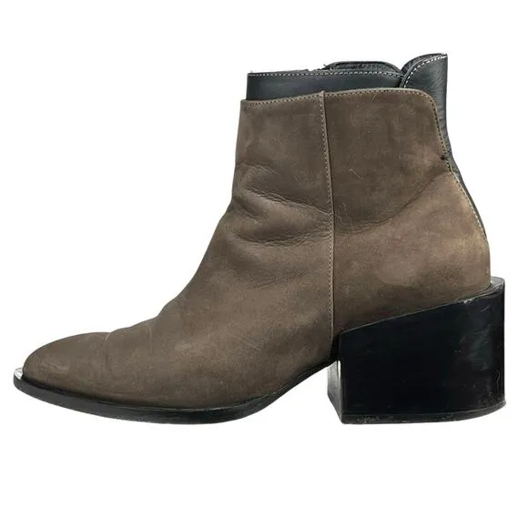 Vince Women’s Brown Suede Block Heel Ankle Boot Size 37 US 6.5