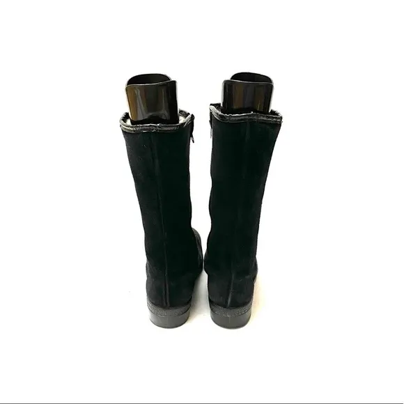 Vintage 1970s black suede fleece lined snow boots