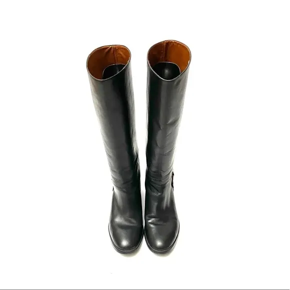 Vintage 1980s black leather knee high riding boots