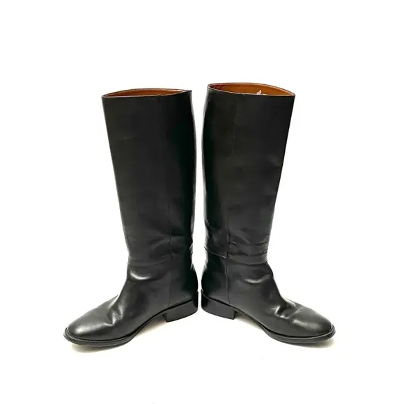 Vintage 1980s black leather knee high riding boots