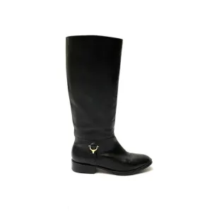 Vintage 1980s black leather knee high riding boots