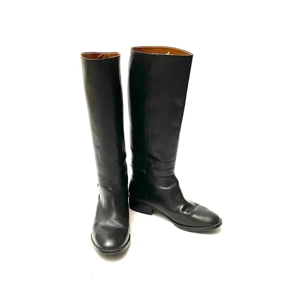 Vintage 1980s black leather knee high riding boots