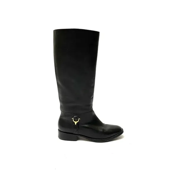 Vintage 1980s black leather knee high riding boots