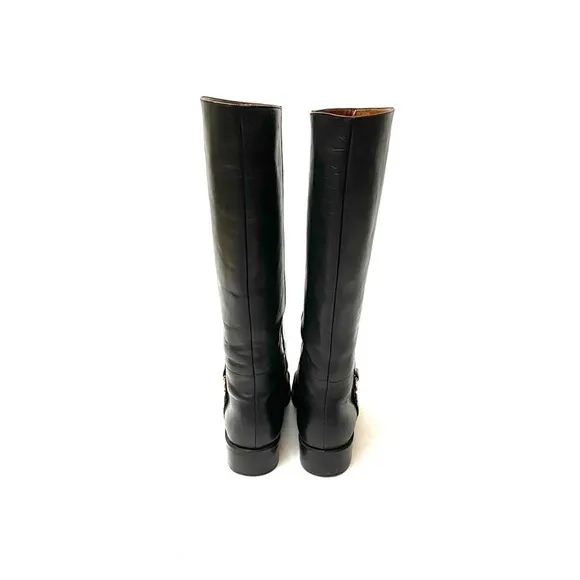 Vintage 1980s black leather knee high riding boots