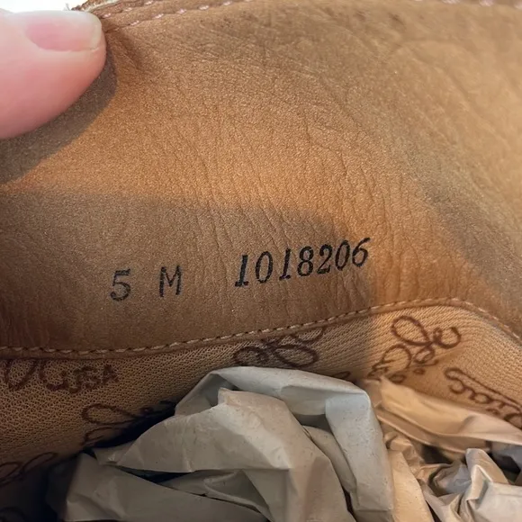 Vintage 70’s Zodiac USA Tan Suede Western Chunky Wooden Heel Cowgirl Boots 5
