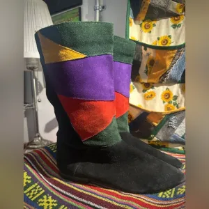 Vintage 80s patchwork suede boots made in Yugoslavia size 7
