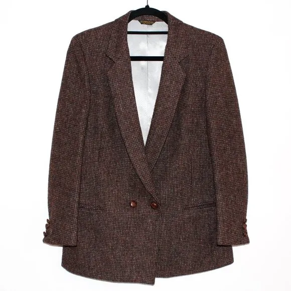 Vintage 80s/90s Land's End Charter Collection Harris Tweed Pure Wool Blazer