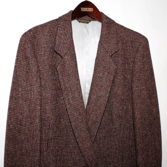 Vintage 80s/90s Land's End Charter Collection Harris Tweed Pure Wool Blazer