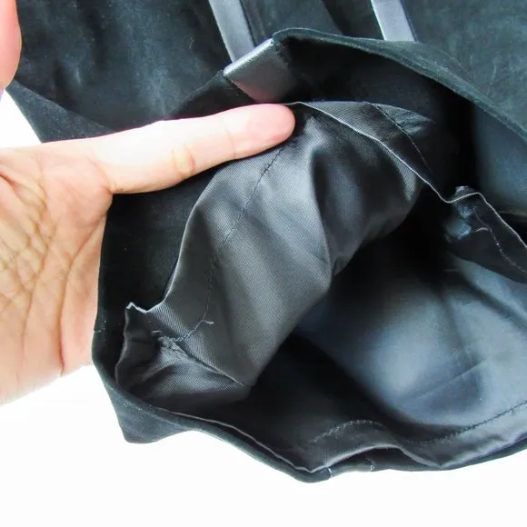 VINTAGE 90S ALFANI Black Suede Leather Skirt Soft Suede Size-4