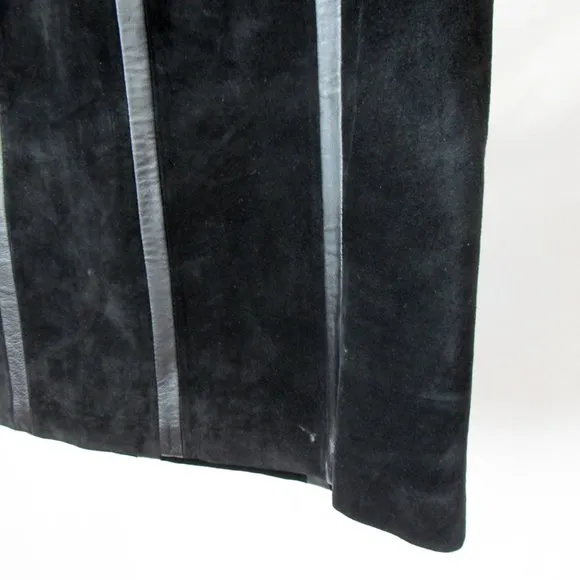 VINTAGE 90S ALFANI Black Suede Leather Skirt Soft Suede Size-4