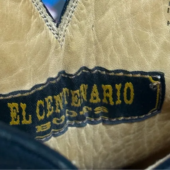 Vintage 90s El Centenario Black Leather Cowboy Boots – Men’s 8.5 – Red Stitching