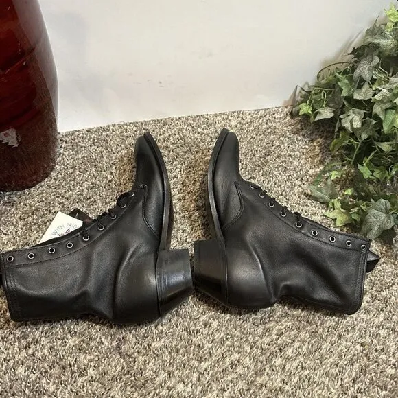 Vintage Abilene Lace Up Western Parker Boots Womens Size 6 M Black Leather New