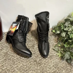 Vintage Abilene Lace Up Western Parker Boots Womens Size 6 M Black Leather New