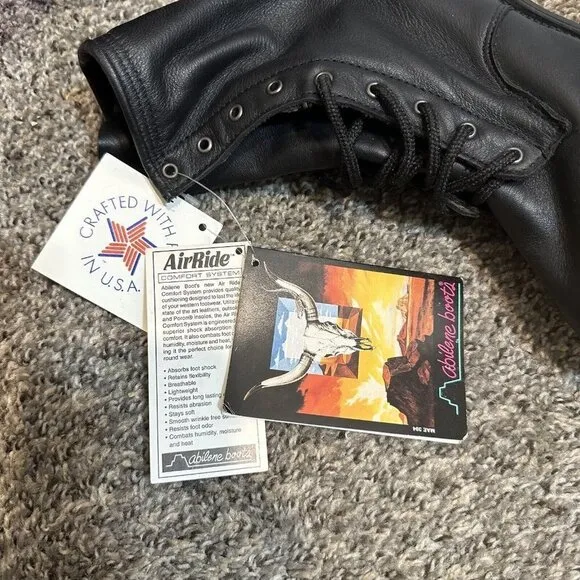 Vintage Abilene Lace Up Western Parker Boots Womens Size 6 M Black Leather New